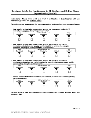Medication Satisfaction Questionnaire  Form