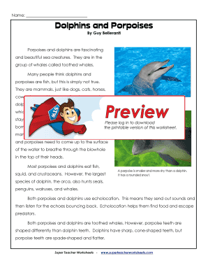Dolphins and Porpoises Answer Key  Form