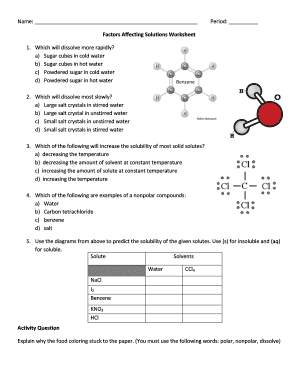 Solutions Worksheet Answer Key  Form