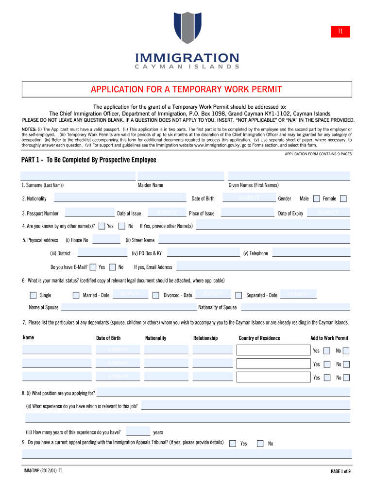  Cayman Islands Immigration Forms 2017