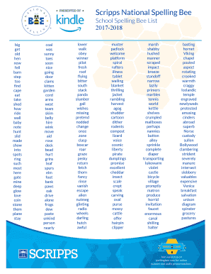 Spelling Bee Word List PDF  Form