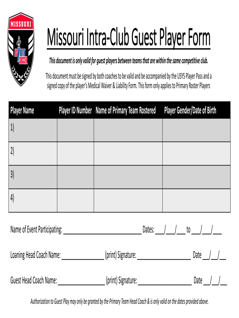 Missouri Intra Club Guest Player Form