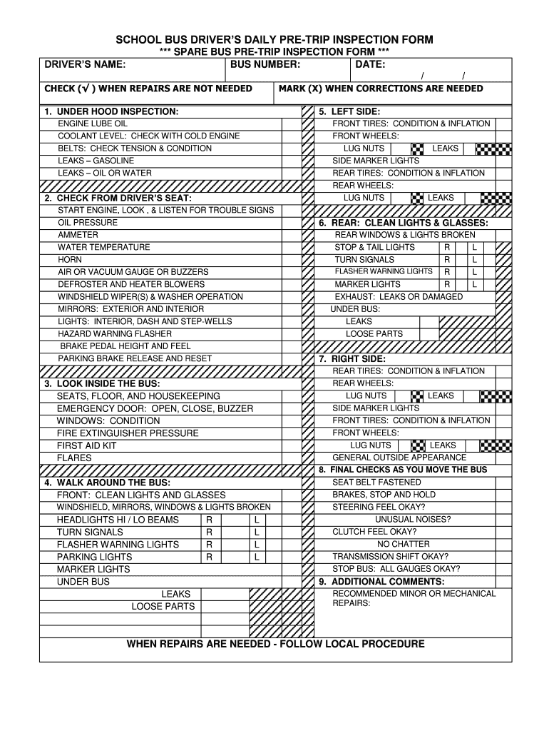 school bus trip sheet