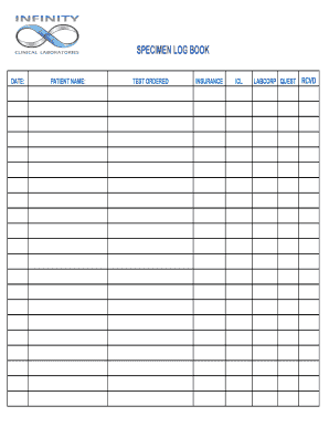 SPECIMEN LOG BOOK  Form