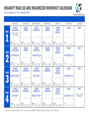 Insanity Calendar  Form