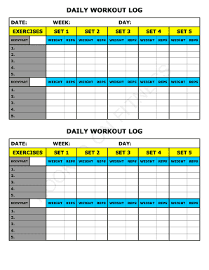 DAILY WORKOUT LOG  Form