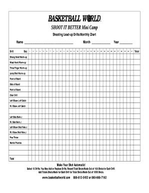 Shooting Lead Up Drills Monthly Chart  Form