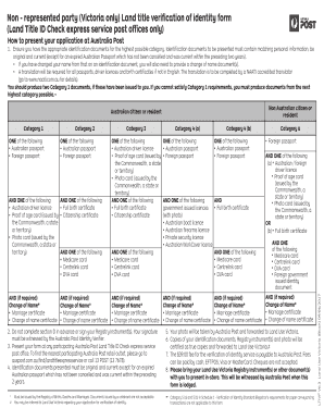  Non Represented Party Victoria Only Land Title Verification of Identity Form 2017