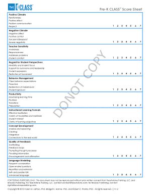 Class Score Sheet PDF  Form