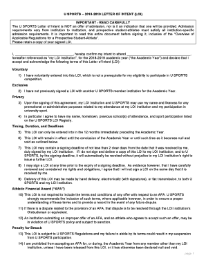 Letter of Intent Usports  Form