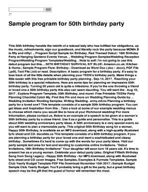 50th Birthday Program Flow  Form