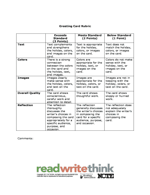 Rubric for Invitation Card  Form