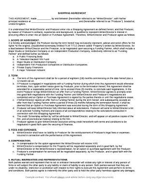 Shopping Agreement Template  Form