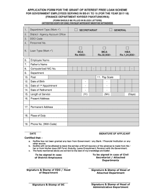 Application Form for the Grant of Interest Loan