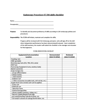 Endoscopy Procedure STRN Skills Checklist  Form