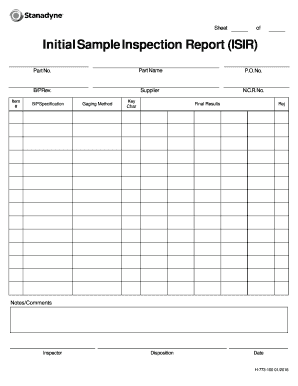  Initial Sample Inspection Report Template 2016-2024