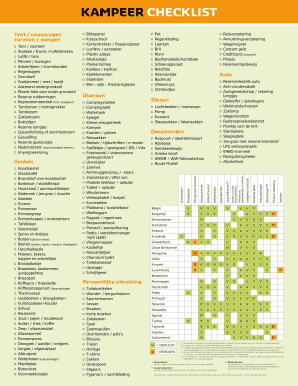 Vroegst kwaadheid de vrije loop geven Gewoon overlopen Kampeer Checklist Excel Form - Fill Out and Sign Printable PDF Template |  signNow