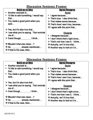 Sentence Frames for Ell PDF  Form