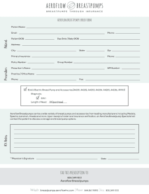 Aeroflow Breast Pump Prescription Form