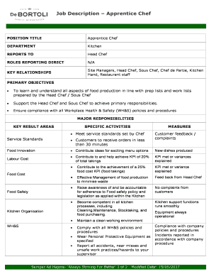 Job Description Apprentice Chef  Form
