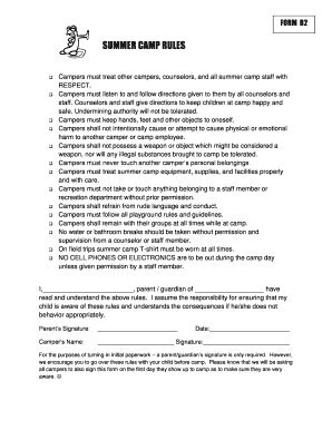 Camp Rules Template  Form