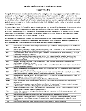 Grade 8 Mini Assessment Screen Time Trio Answer Key  Form