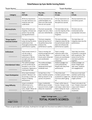 Lip Sync Battle Rubric  Form