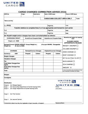 Cargo Charges Correction Advice  Form