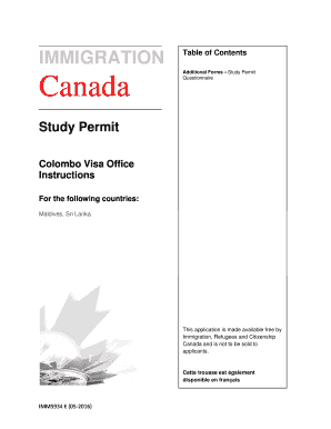 Canada Study Permit Questionnaire  Form