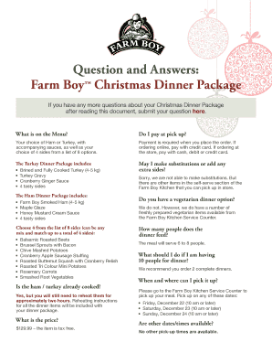 Farm Boy Christmas Dinner  Form