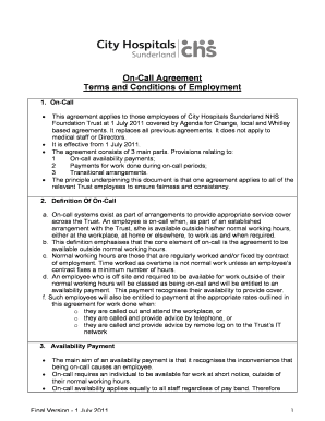 On Call Agreement Template  Form