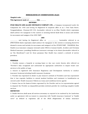 MEMORANDUM of UNDERSTANDING Draft  Form