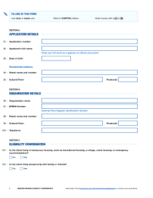 Insecure Housing Eligibility Confirmation Form