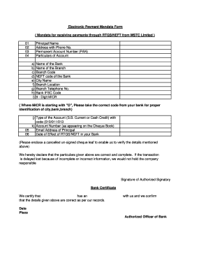 Mstc Mandate Form