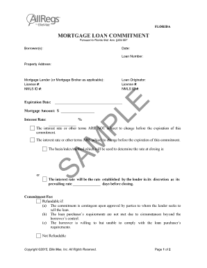 MORTGAGE LOAN COMMITMENT  Form
