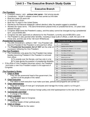 Executive Branch Study Guide PDF  Form