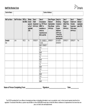 Staff File Review Form