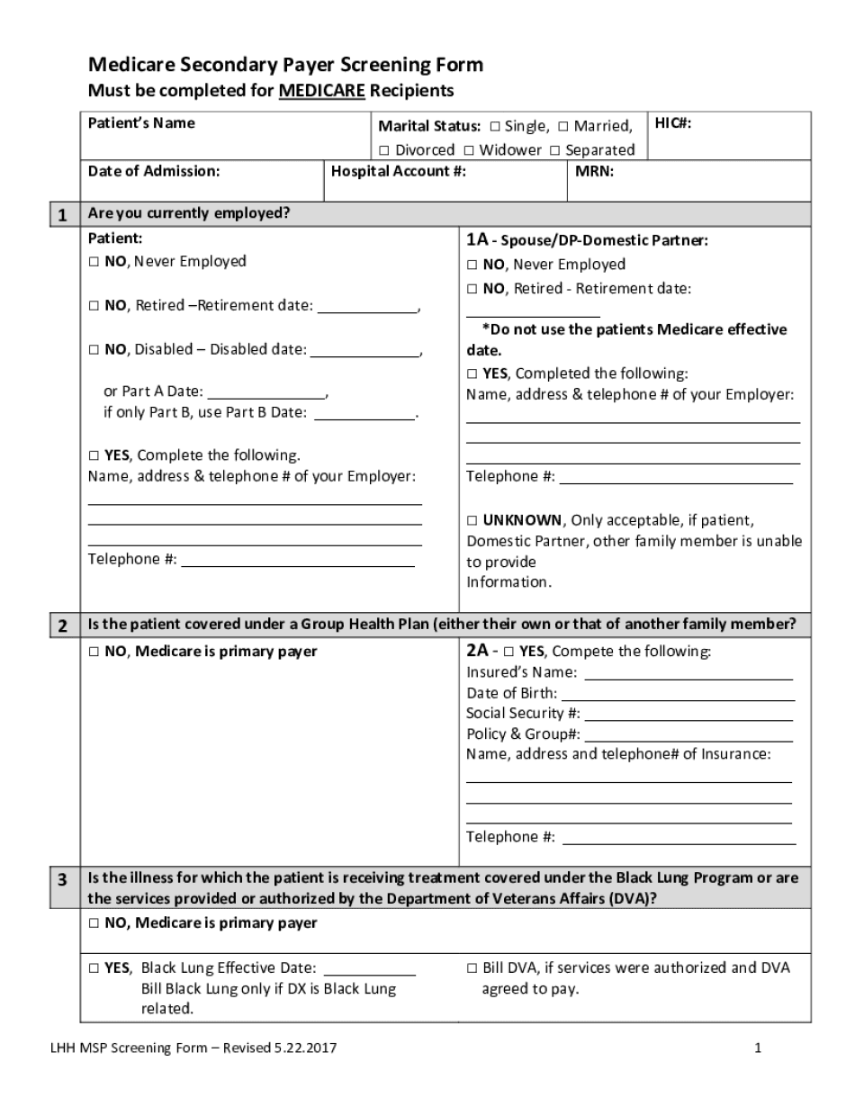 Printable Msp Questionnaire  Form