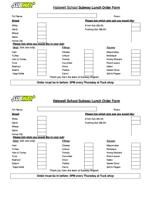Lunch Order Form Template Word