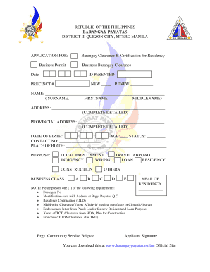 Barangay Clearance Quezon City  Form