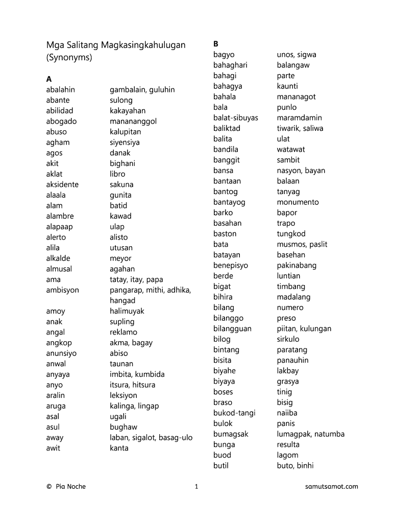 Kasingkahulugan  Form