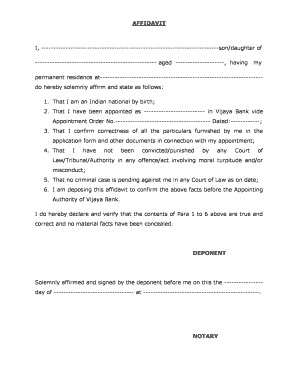 Affidavit for Scholarship in Hindi  Form