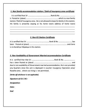 Non Family Accommodation Certificate  Form