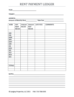 Fillable Rent Ledger Fill Out And Sign Printable Pdf Template Signnow