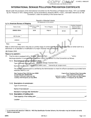 International Sewage Pollution Prevention Certificate  Form