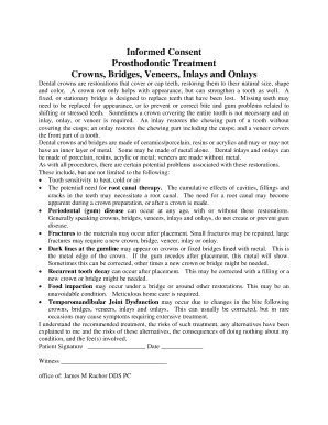 Prosthodontic Treatment  Form