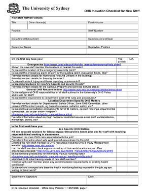 Ohs Checklist  Form