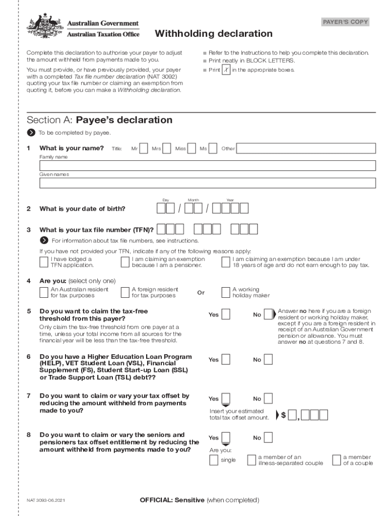 Withholding Declaration Form