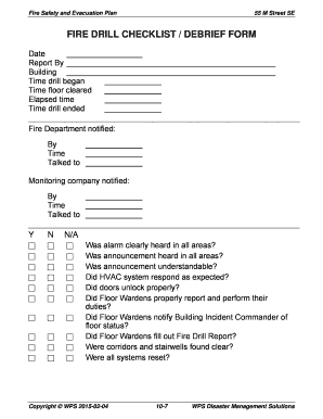 Medical Safety Template Fire Drill Observer&#039;s Report  Form