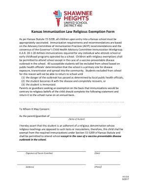 Kansas Child Vaccine Exemption Form